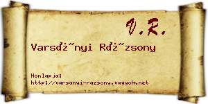 Varsányi Rázsony névjegykártya